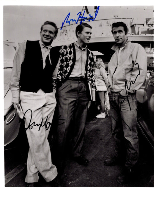 Autographed item – Don Most, Ron Howard & Henry Winkler – Happy Days cast photograph