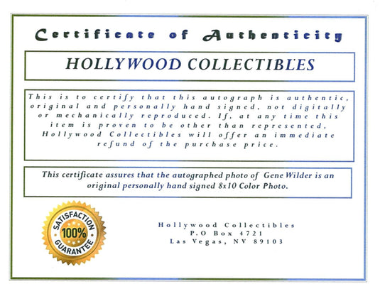 Certificate of authenticity – Gene Wilder – Signed Willy Wonka 8 × 10 colour photo
